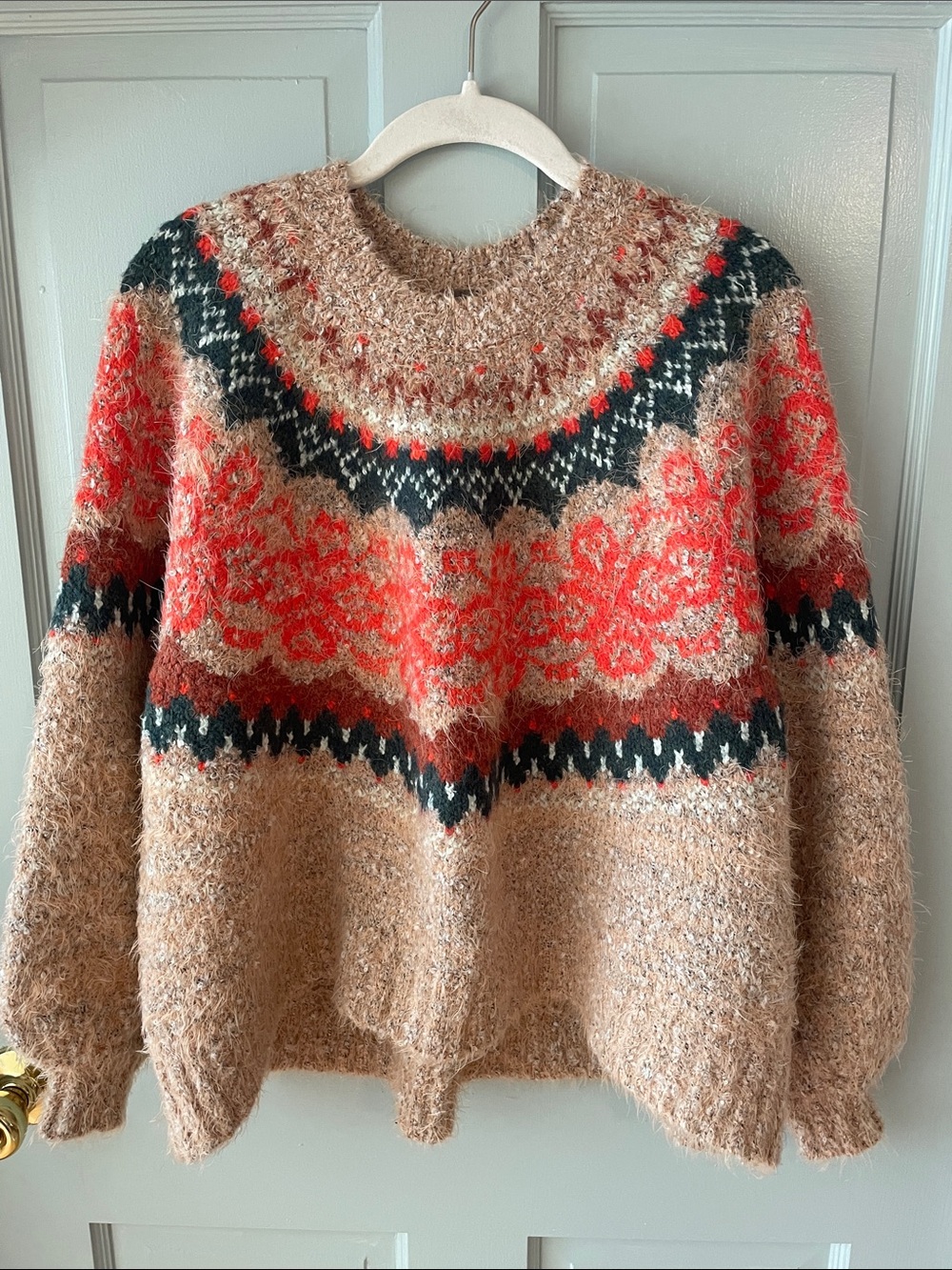 Free People Festive Frost Combo  Patterned Crewneck Sweater Cozy XS NWOTS